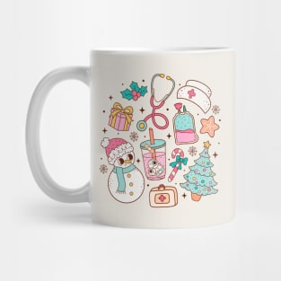 Retro Nurse Christmas Doodle Mug